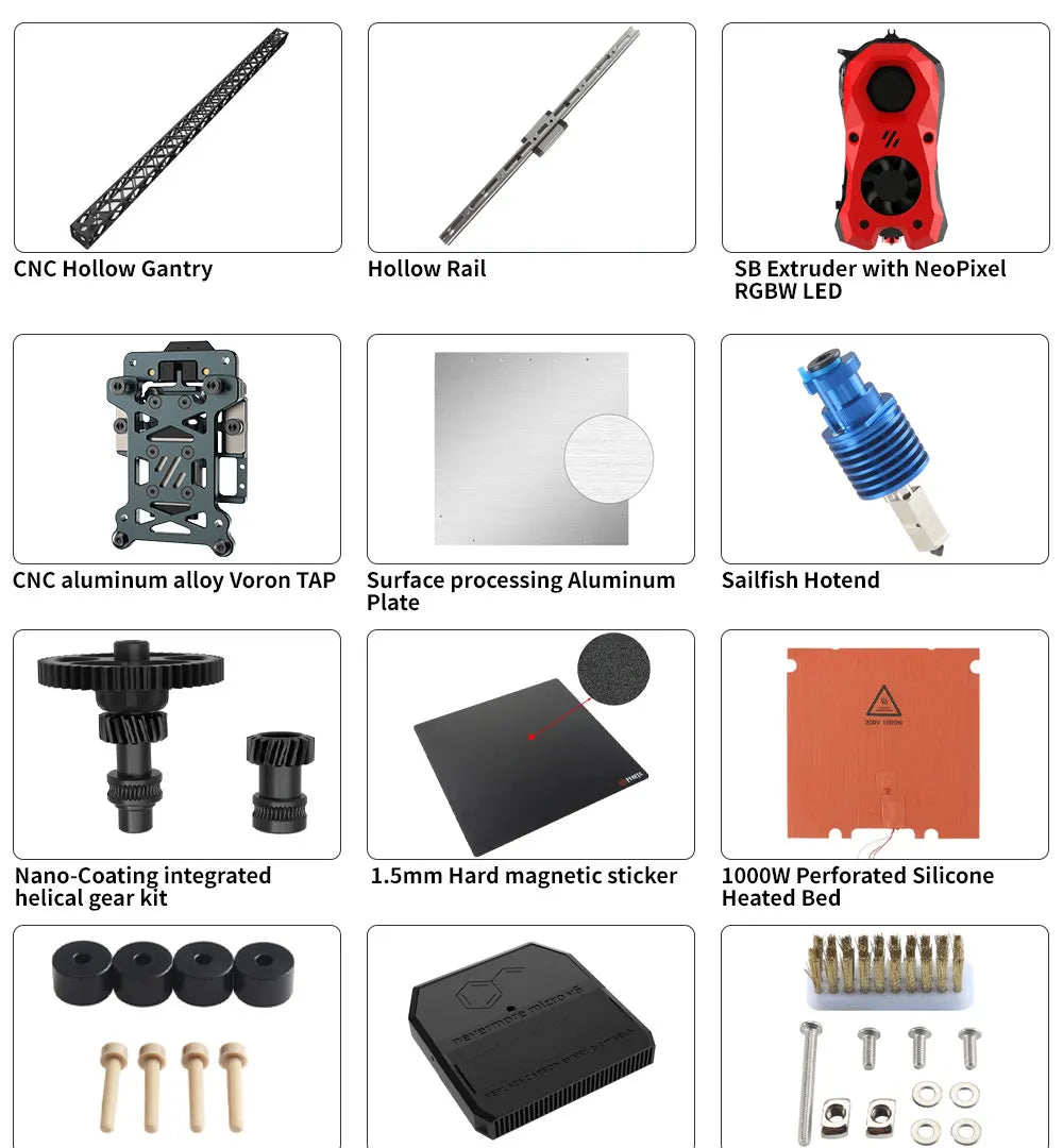 FYSETC Voron 2.4 R2 Pro CoreXY Kit 350mm with Stealthburner CNC VORON TAP CNC X-axis Hollow Rail HDMI5 Screen 3D Printing Parts