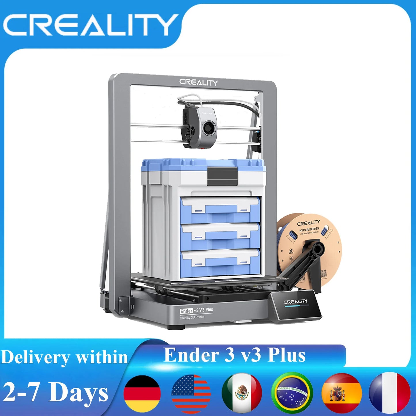 Creality Ender 3 V3 Plus 3D Printer Core XZ Motion System Direct 600mm/S Extruder Auto Load Filament  Auto Leveling