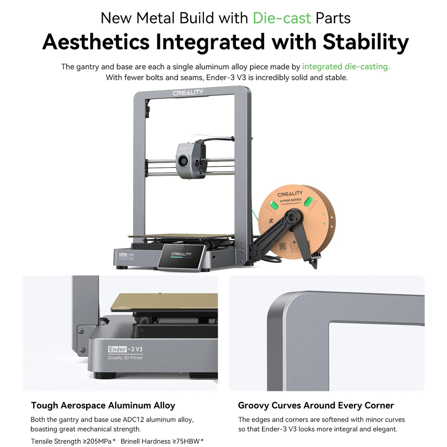 Creality Ender 3 V3 3D Printer Core XZ Motion System 600mm/S Speed Clog-Free Extrusion  Auto Leveling All-Metal Build Printer