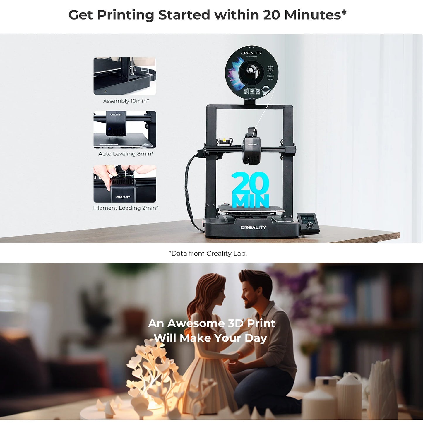 Creality 3D Ender-3 V3 SE Printer Sprite Direct Extrusion 250mm/S Faster Printing Speed Dual Z-Axis IU Display CR Touch Y Optica